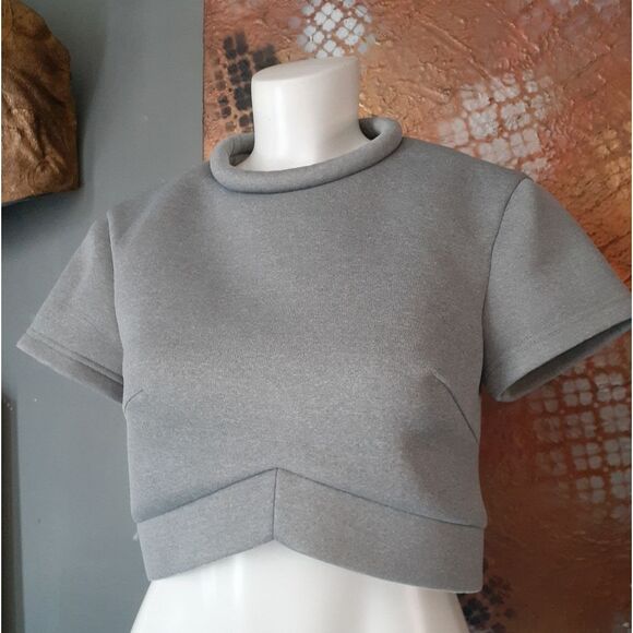 Minty Meets Munt Gray Women's Cropped Top - Picture 11 of 12